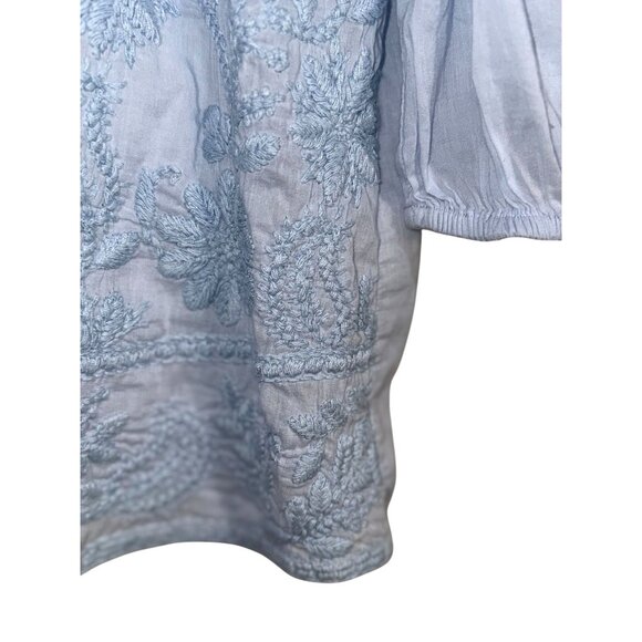 Style & Co Womens Light Blue Embroidered Tunic Top With Tassels Size L - Picture 5 of 9